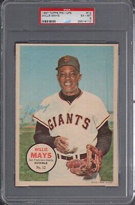 Topps Pin Ups Willie Mays Hof Psa Ex Mt San Fran Giants