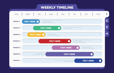 Weekly Timeline Template Vector Art At Vecteezy