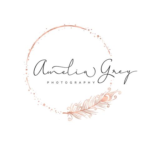 Boho Feather Logo Custom Logo Design Rose Gold Branding - Etsy Canada