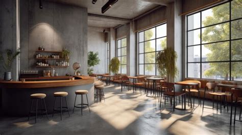 Premium Photo Interior Of Modern Cafe With Bar And Chairs With