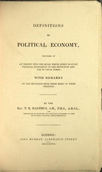 Definitions In Political Economy Preceded By An Inquiry Into The Rules