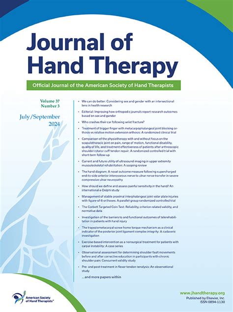 Current Issue Table Of Contents Journal Of Hand Therapy