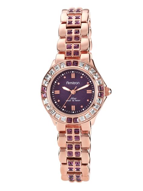 Armitron Women S Amethyst Colored Swarovski Crystal Accent Rose Gold