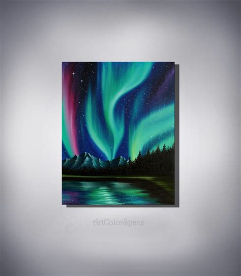 Canad Northern Lights Arte Galaxy Pintura Sobre Lienzo Paisaje Pintura