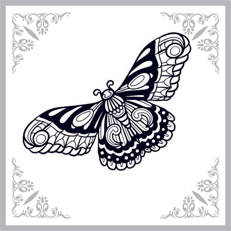 Butterfly Abstract Mandala Zentangle Illustrations Royalty Free Vector