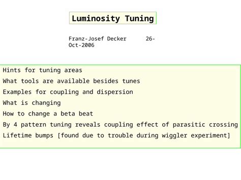 PPT Luminosity Tuning DOKUMEN TIPS