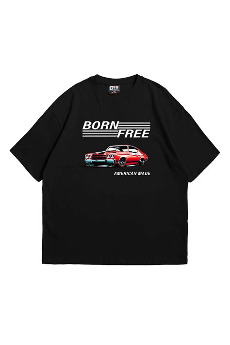 Born Free Bask L Oversize Unisex Siyah Tshirt