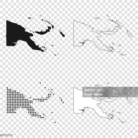 Papua New Guinea Maps For Design Black Outline Mosaic And White High