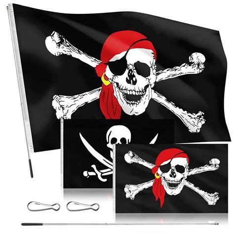 2 Stück Piraten Flagge Set 2 Pirat Schädel Flagge 90 x 150 cm 1