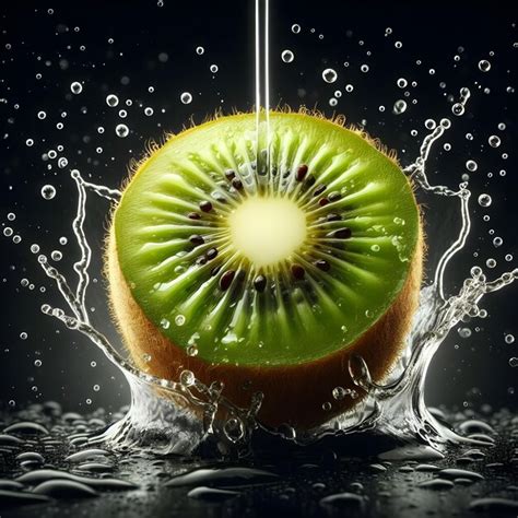 Premium Photo Kiwi With Water Splash Falling