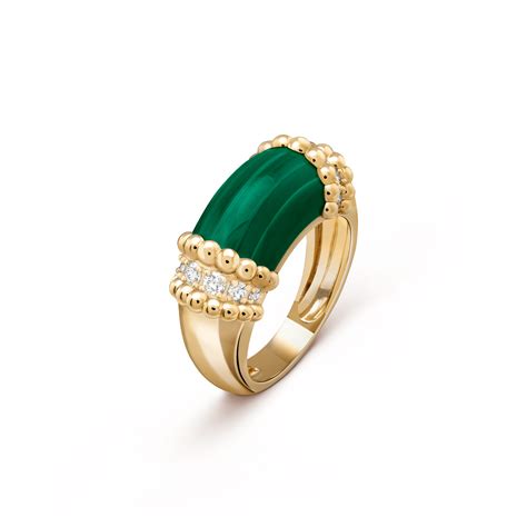 Perlée couleurs ring 18K yellow gold Diamond Malachite Van Cleef