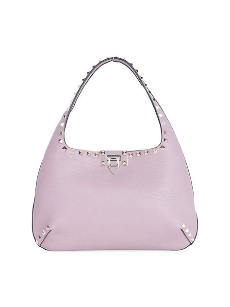 Valentino Garavani Wo Garavani Small Rockstud Leather Hobo Bag Poudre