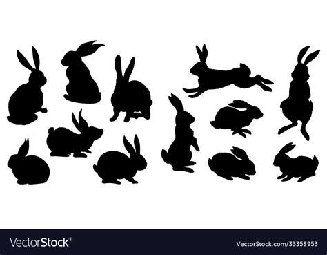 Rabbit set isolated on white background Royalty Free Vector