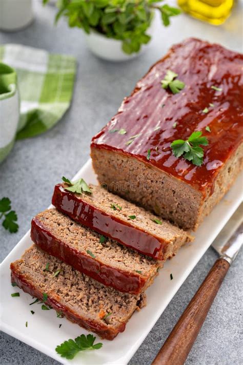 Meatloaf With Spicy Glaze Stock Photo Image Of Green 173909454