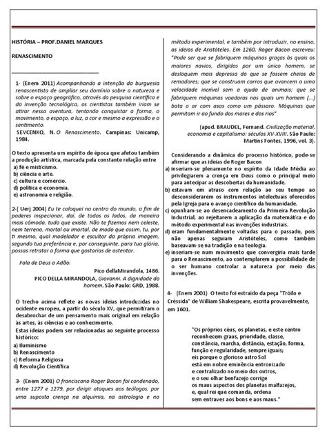 Questões Renascimento - Questões Renascimento | PDF | Renascimento | Science