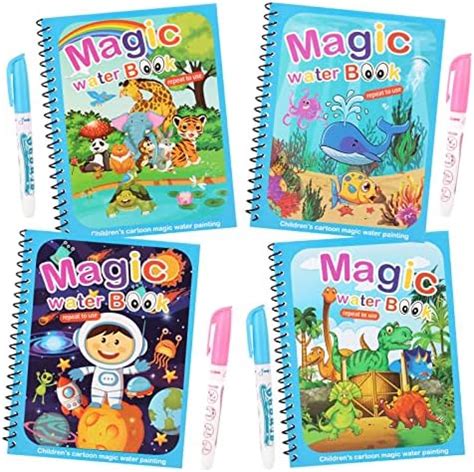 4 Piezas Libro Magico Agua Magic Water Book Libro Infantil Pintar Con