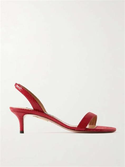 AQUAZZURA So Nude Lizard Effect Leather Slingback Sandals REVERSIBLE