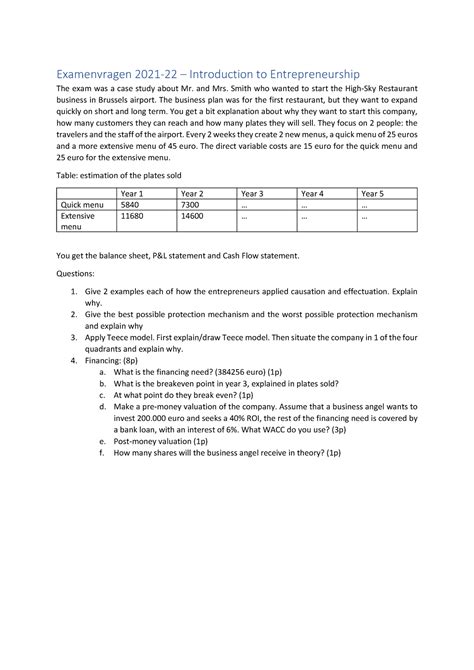 Examenvragen Ondernemerschap Examenvragen Introduction