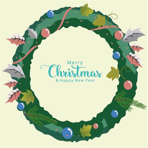 Premium Vector Christmas Wreath And Greeting Card