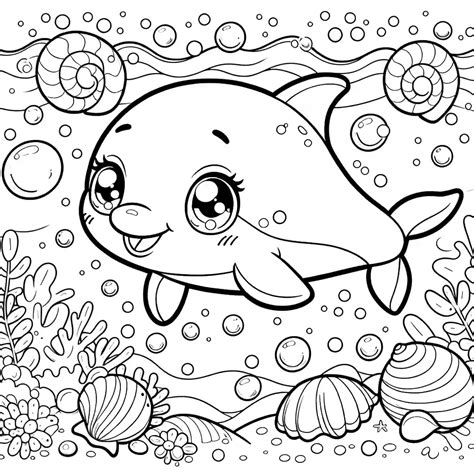 Swimming dolphin coloring page Lulu Pages