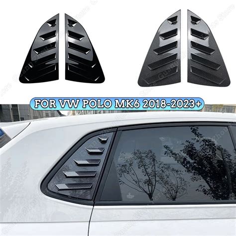 Pair Car Rear Window Louver Shutter Cover Gloss Black Trim Abs For Vw