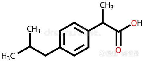 布洛芬结构式插画 正版商用图片0mcm37 摄图新视界