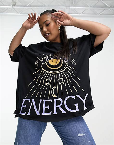 Asos Design Curve Oversized Heavy Weight T Shirt In Sacred Energy