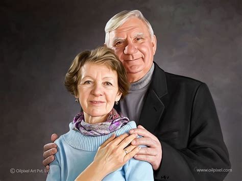 Old Couple Portrait Painting | Older couple poses, Old couple ...