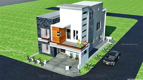 D Front Elevation Marla Modern Architecture House Plan Corner