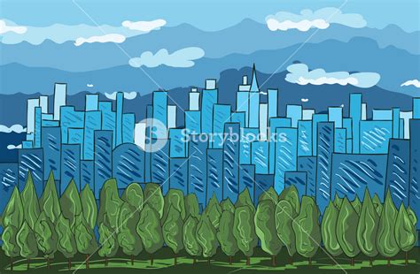 Cartoon City Background Vector Illustration Royalty-Free Stock Image ...