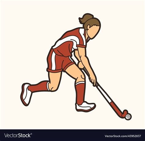 Field hockey sport player action graphic Vector Image