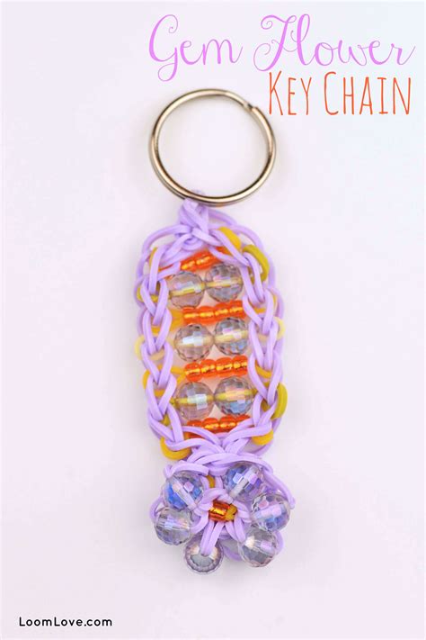 Rainbow Loom Flower Keychain