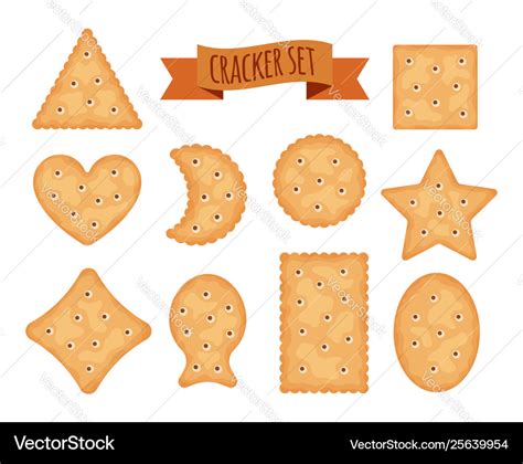 Set cracker chips different shapes isolated Vector Image