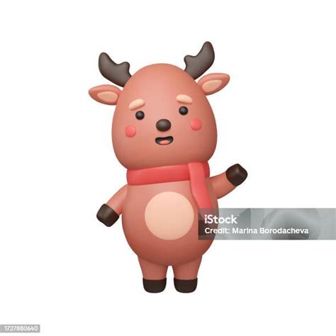 3d Cute Reindeer Waving His Hoof Stock Illustration - Download Image ...