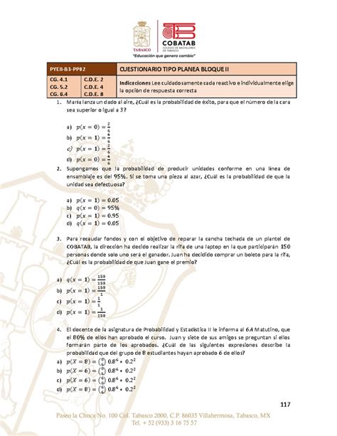 Sexto Semestre Gu A Did Ctica Del Estudiante Probabilidad Y