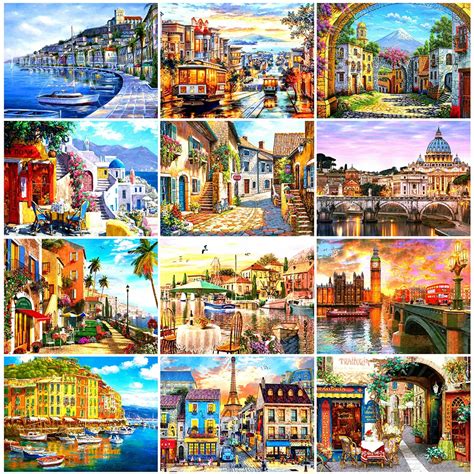 HUACAN 5D Diamond Painting Landscape Full Square Diamond Art Embroidery