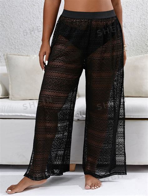 Shein Swim Curve Pantalones Cover Up De Muslo Con Abertura Moda De