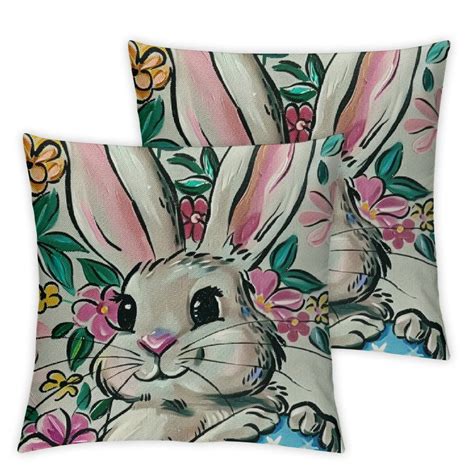 Nawypu Hello Easter Bunny Eggs Truck Decorative Throw Pillow Covers