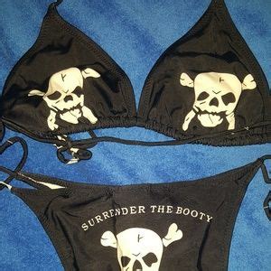 Usflagking Swim Sexy Surrender The Booty Pirate Jolly Roger Bikini