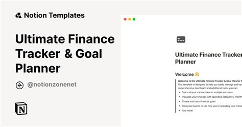 Ultimate Finance Tracker Goal Planner Template Notion Marketplace