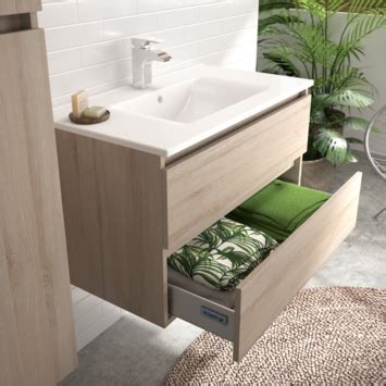 Meuble de salle de bain Allibert Bali 80 cm frêne molina avec lavabo