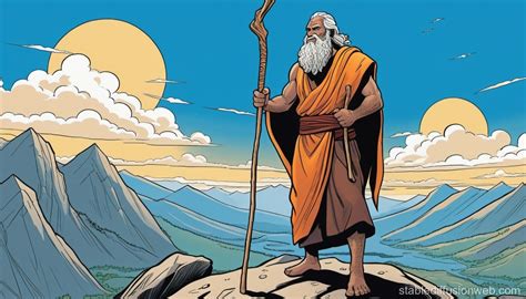 Moses Separating The Red Sea With A Bunch Of Jews Behind Him And Focus