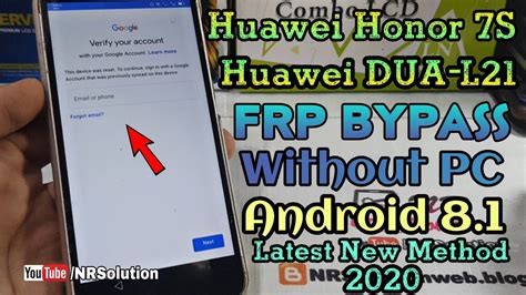 Huawei Honor 7s Dua L21 Frp Bypass Without Pc Android 81 Latest 2020