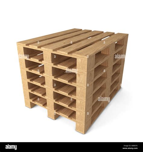 Wooden Pallets 3d Illustration Isolated On White Background Stock