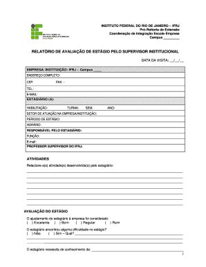 Fillable Online Relatrio De Superviso Do Estgiodoc Fax Email Print