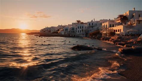 Premium AI Image | Sunset in mykonos