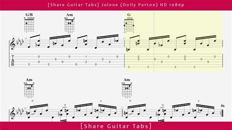 Share Guitar Tabs Jolene Dolly Parton HD 1080p YouTube