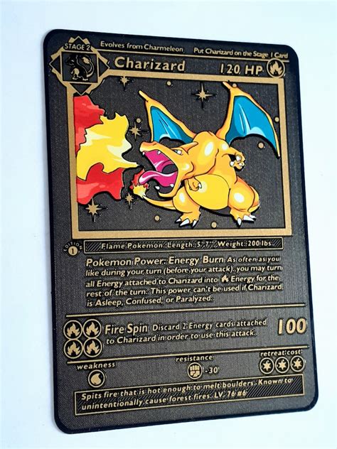 Shining Charizard Shadow Gx St Edition Black Gold Pokemon Metal Card