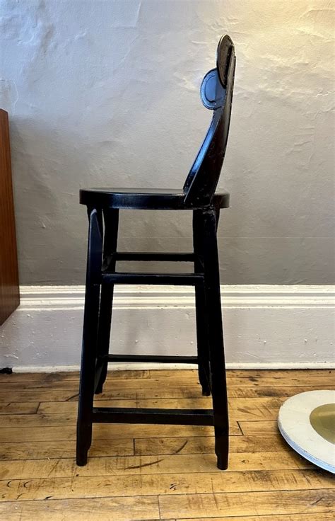 Vintage Metal Kids Stool with backrest | Circa