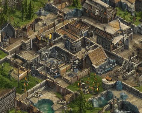 Isometric Game Art Of Skyrim Whiterun City Game Stable Diffusion